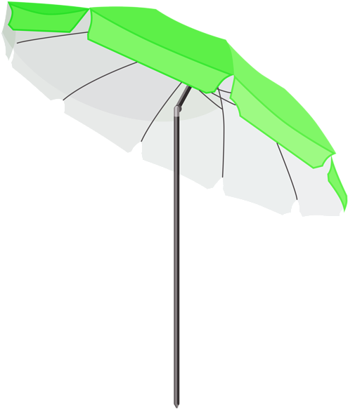 Green Beach, Beach Umbrella, Surfboard, Sea Shells, - Green Beach Umbrella Png (522x600)