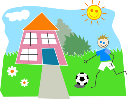 Child Boy Play House - Boy Playing Outside The House (435x340)