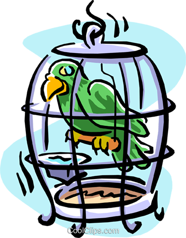 Bird In A Cage Royalty Free Vector Clip Art Illustration - Bird In A Cage Royalty Free Vector Clip Art Illustration (375x480)