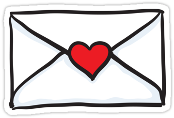 Love Letter Sticker Featuring A Cartoon Illustration - Cartoon Envelope With Heart (375x360)