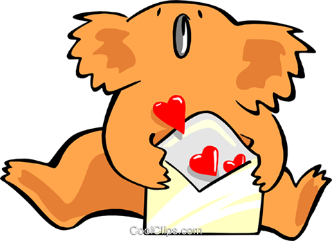 Koala Bear With Love Letter Royalty Free Vector Clip - Koala Bear With Love Letter Royalty Free Vector Clip (480x348)