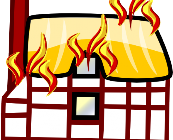 Fire Truck Clipart House Fire - House Fire Clip Art (640x480)