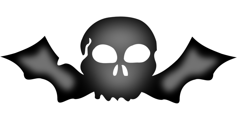 A Skull With Bat Wings - Pink Skull And Crossbones Tile Coaster (958x473)