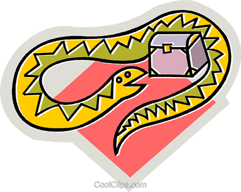 Cobra Em Torno De Um Baú Livre De Direitos Vetores - Illustration (480x383)