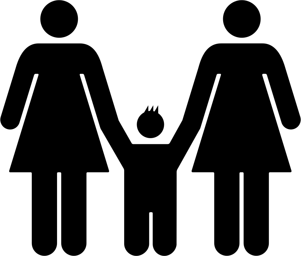 Two Women And A Kid Familiar Group Silhouette Comments - Printable Gender Neutral Bathroom Signs (982x836)