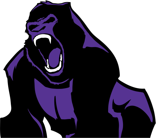 Graphic Black And White Stock Ape Clipart Mountain - Purple Cartoon Gorilla (534x472)