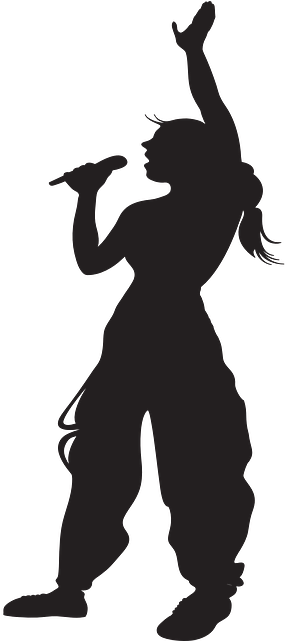 Karaoke Night Silhouette Vector Art - Silhouette Girl Singing Png (320x640)