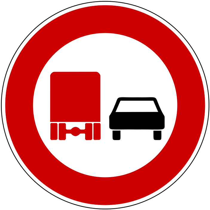 Trucks May Not Pass Street Signs, Weights, Signs - No Overtaking For Lorries (720x720)
