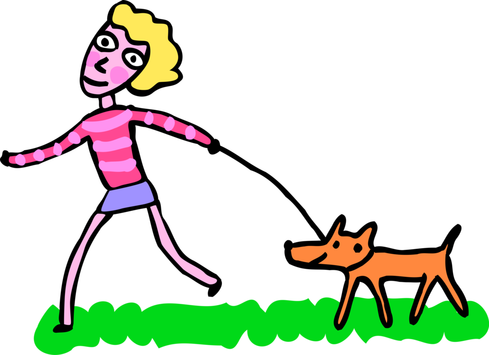 Vector Illustration Of Adolescent Girl Walking Family - Vector Illustration Of Adolescent Girl Walking Family (964x700)