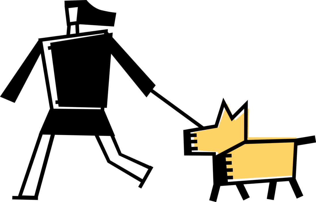 Vector Illustration Of Pet Owner Walks Family Canine - Dog (1095x700)