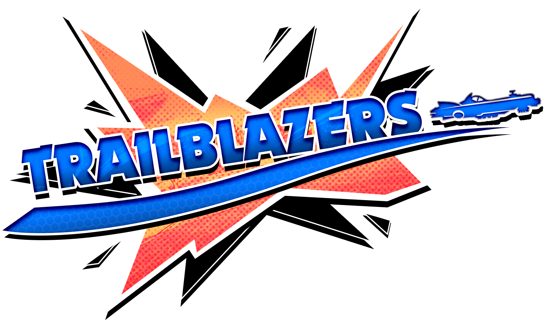 Rocket To The Finish Line Retro Futuristic Co Op Racer - Trailblazers Game Logo Png (1775x1046)