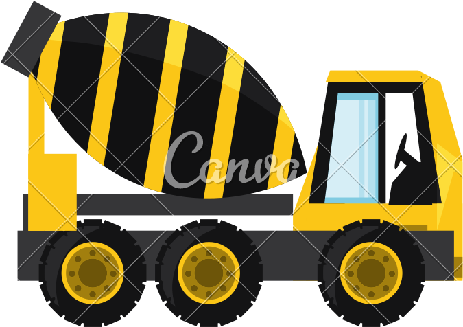 Cement Truck Vector Illustration - Carritos De Construcción Vector (800x800)