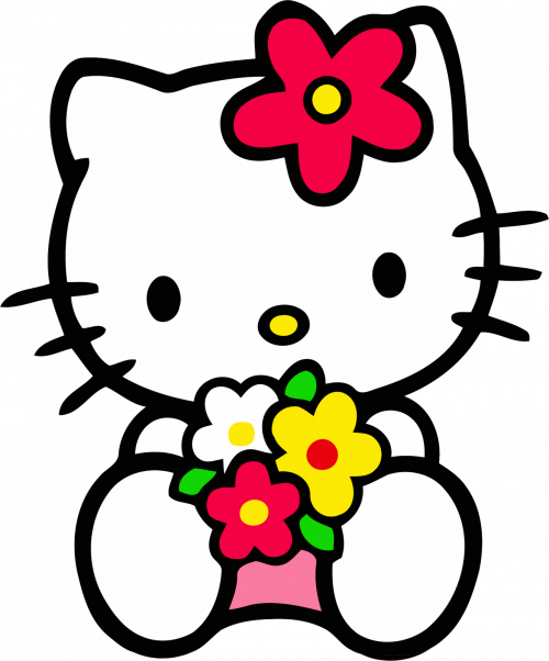 Hello Kitty Png Clipart With Flower In 1330×1600 Pixels - Hello Kitty Png (500x602)