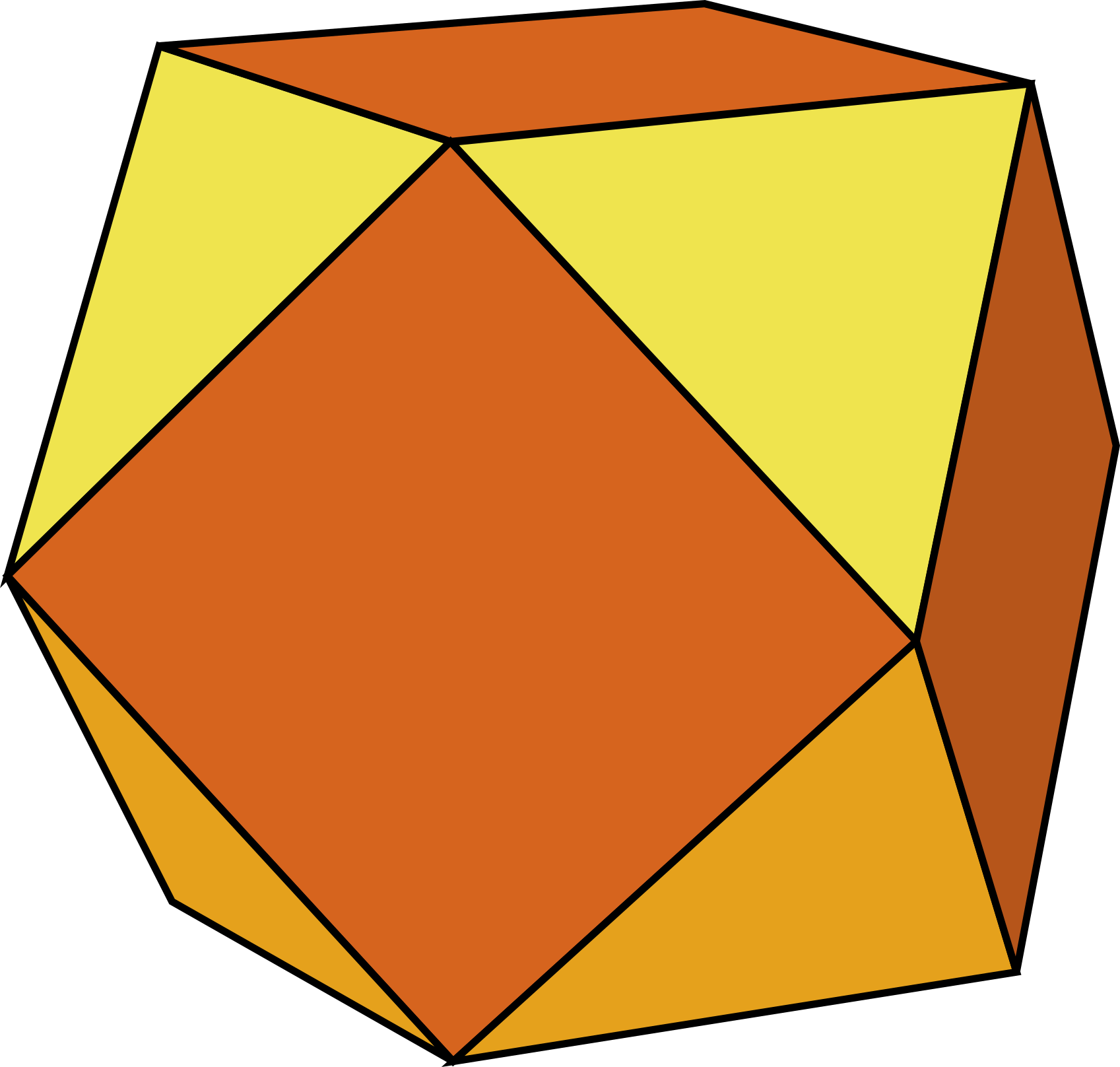 Cuboctahedron, Made From Squares And Triangles - Cuboctahedron, Made From Squares And Triangles (1697x1616)