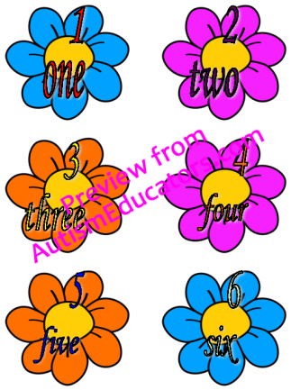 File Folder Number Words 1 10 Flower Theme - Inch (500x500)