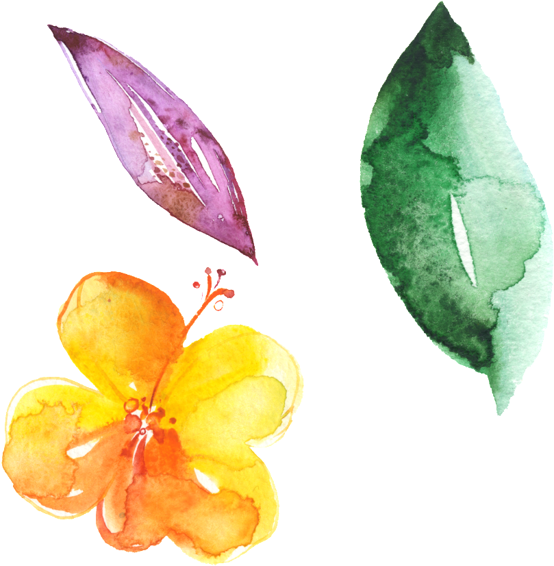 Hand Painted Flowers Green Leaves Beautiful Free Download - Portable Network Graphics (1024x1024)