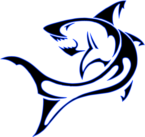 Tattoos Designs High Quality Photos And Flash - Blue Tribal Shark Tattoo (600x559)