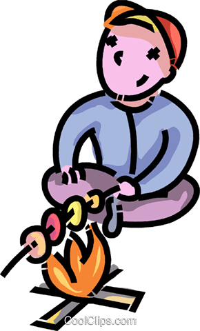 Boy Roasting Marshmallows Royalty Free Vector Clip - Boy Roasting Marshmallows Royalty Free Vector Clip (290x480)