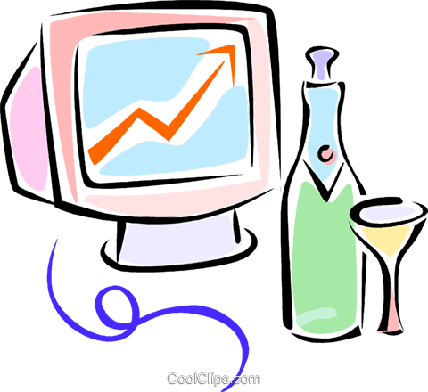 Champagne And Computer Monitor Royalty Free Vector - Champagne And Computer Monitor Royalty Free Vector (480x440)