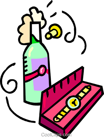 Bottle Of Champagne With Watch Royalty Free Vector - Bottle Of Champagne With Watch Royalty Free Vector (359x480)