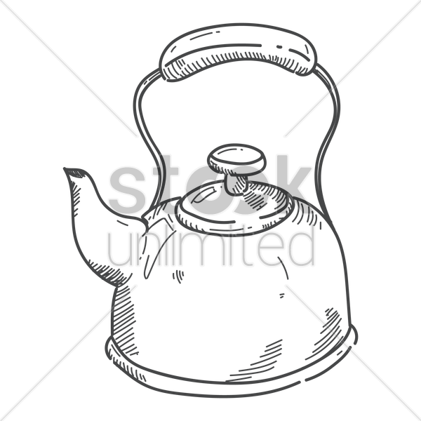 Tea Kettle Sketch Clipart Kettle Teapot - Drawing Picture Of Kettle (600x600)