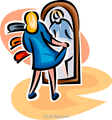 Woman Trying On A New Dress Royalty Free Vector Clip - Illustration (448x480)