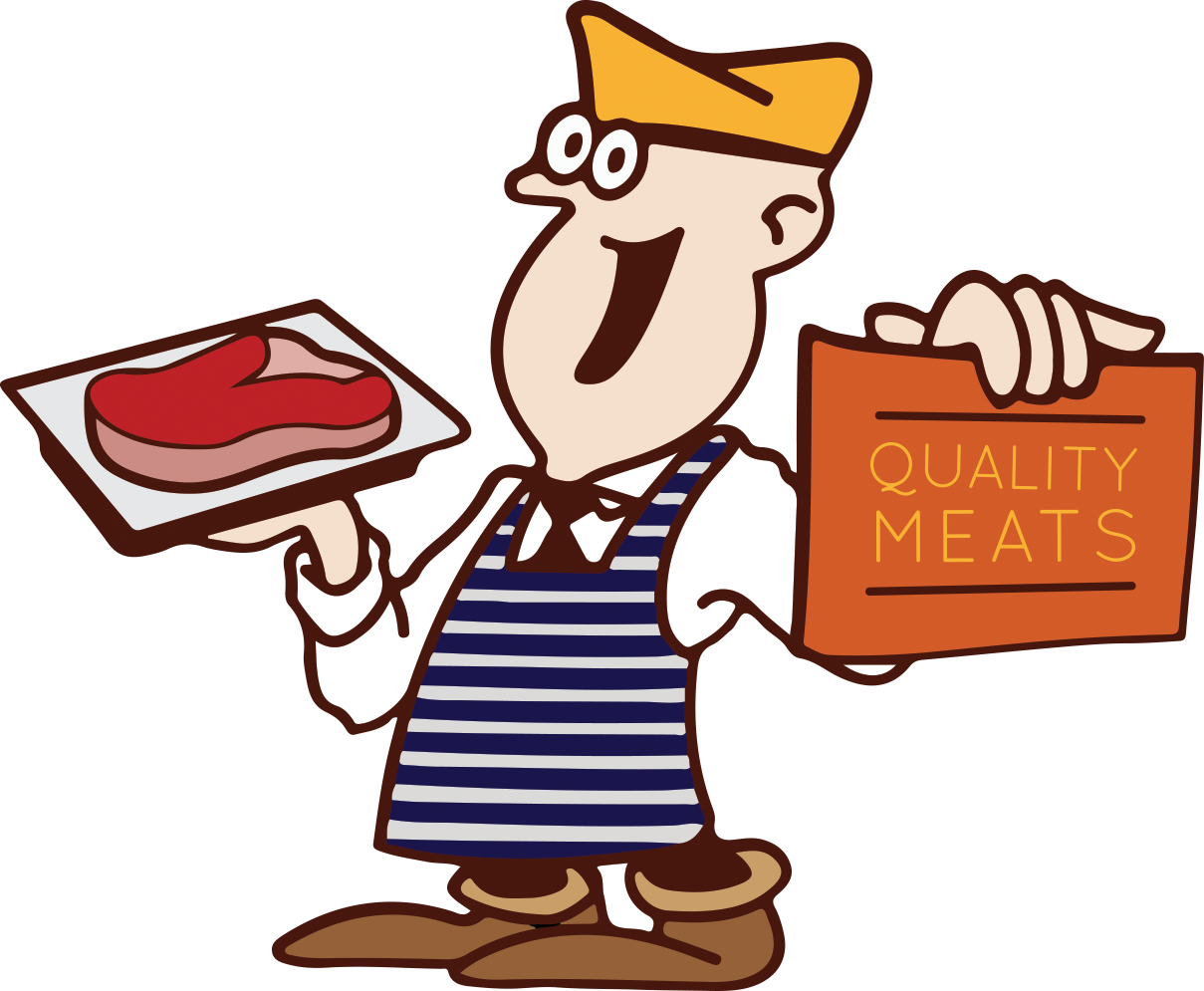 Vector Freeuse Library Butchers Shop Clipart - Butcher Cartoon Png (1209x995)