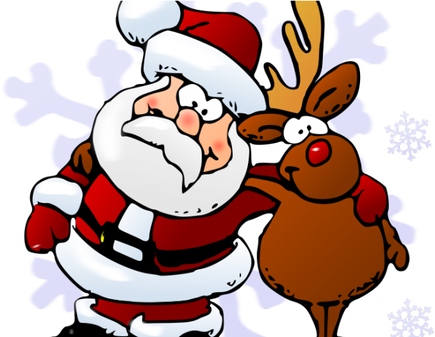 Reindeer Clipart Friend - Santa And Rudolph Cartoon (640x480)