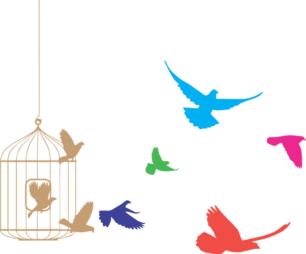 Clipart Bird Silhouette 14 Picture Of Clipart Picture - Birds Out Of A Cage (1280x1063)