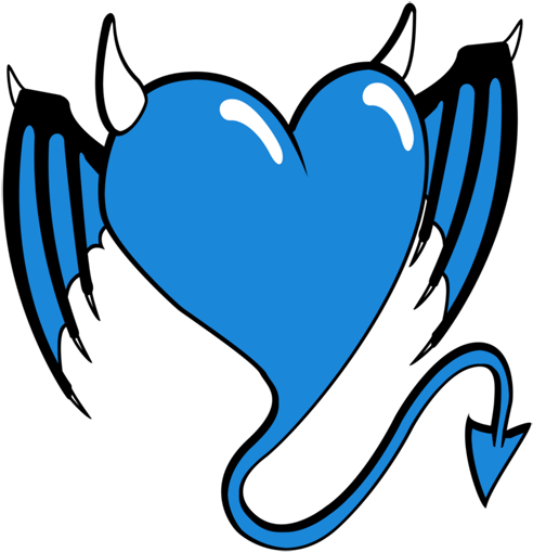 Blue Devil Tail Hearts Heart Love - Devil Heart (500x519)