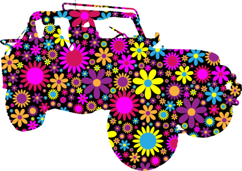Car Jeep Vehicle Drawing Silhouette - Bold Graphic Flower Illustrations Vector (482x340)