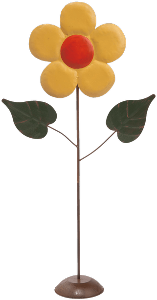 Metal Flower W/ Pedestal, Yellow - Artificial Flower (500x611)