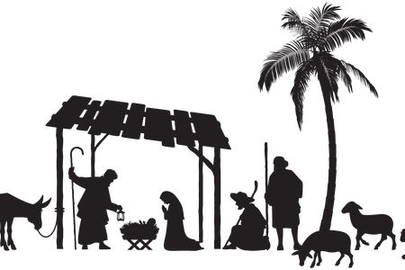Download Wallpaper Free Nativity Black And White - Nativity Scene Clip Art Black And White (450x300)