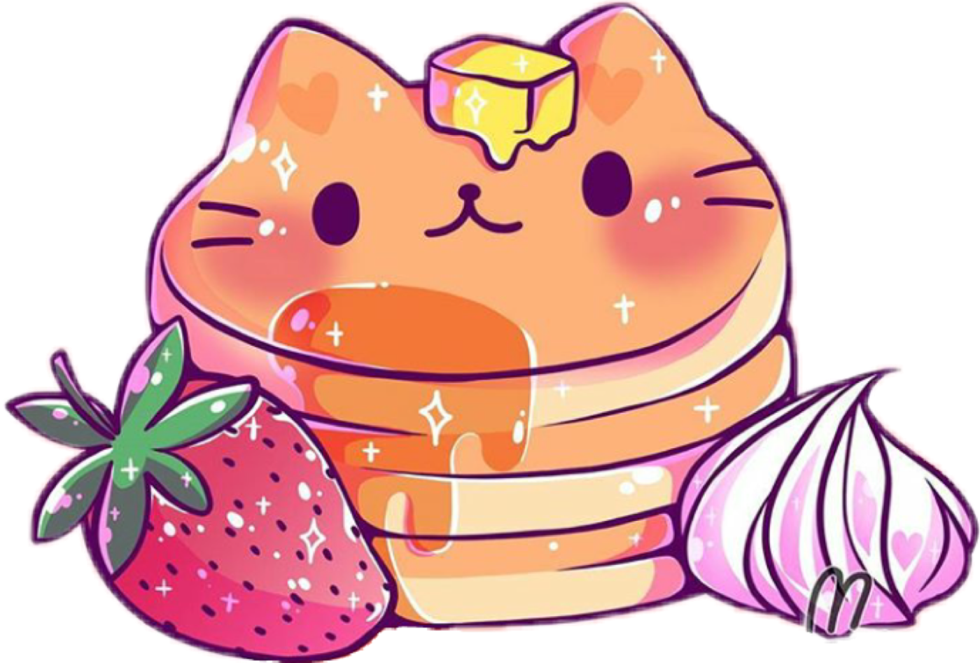 Pancakes Pancake Flapjacks Flackjack Strawberry Cat - Pancakes Pancake Flapjacks Flackjack Strawberry Cat (1400x947)