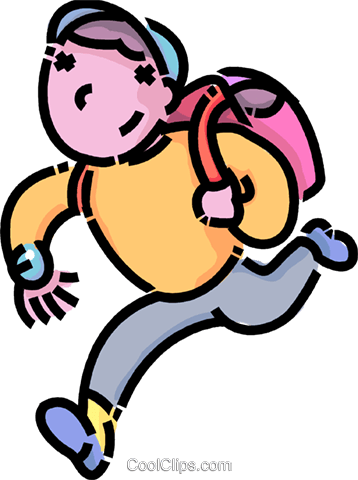 Boy Running Late For School Royalty Free Vector Clip - Boy Running Late For School Royalty Free Vector Clip (358x480)