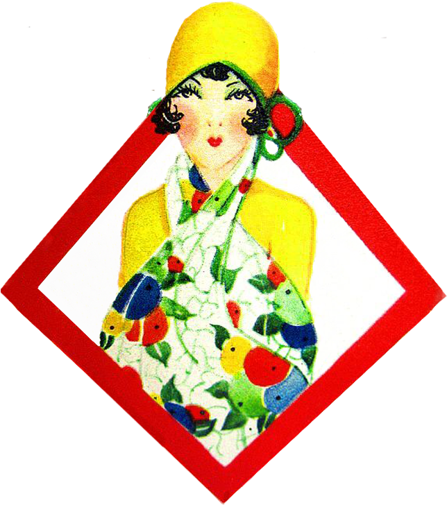 Art Deco 1920's Die Cut Diamond Shape Place Card Of - Illustration (647x752)