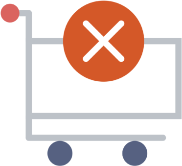 Shopping Cart With An X Over It - Shopping Cart (376x376)