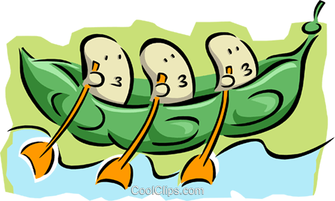 Three Little Peas In A Pod Rowing Royalty Free Vector - Peas (480x288)