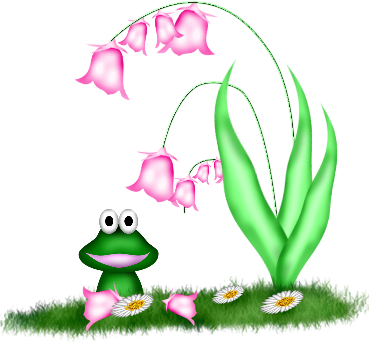 Clip Art - Frog Under Flower Clipart (1300x1300)