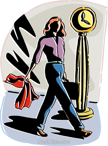 Businesswoman Walking Home From Work Royalty Free Vector - Cartoon (354x480)