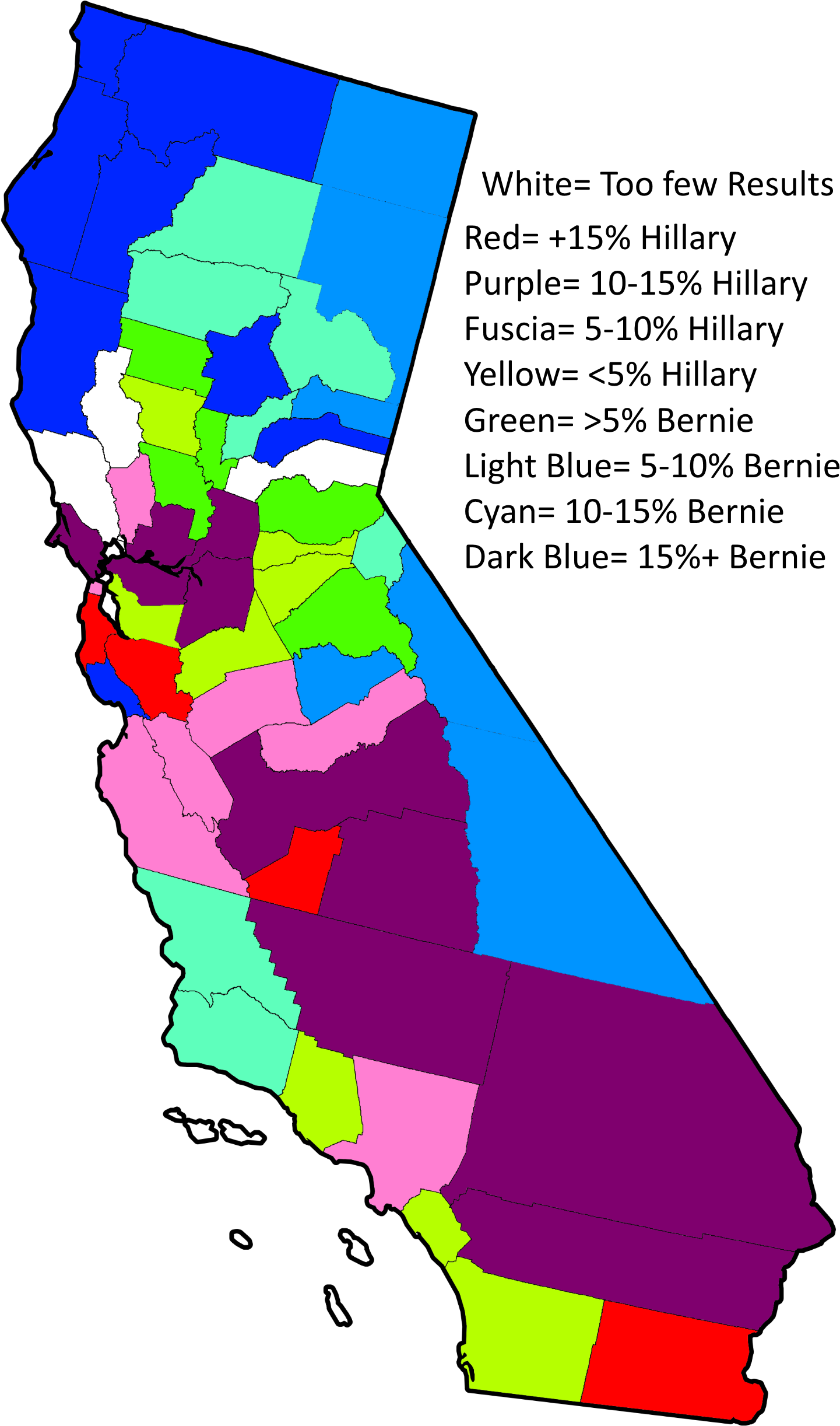 Democratic Grand Finale Tuesday Results Thread - California County Map (1493x2500)