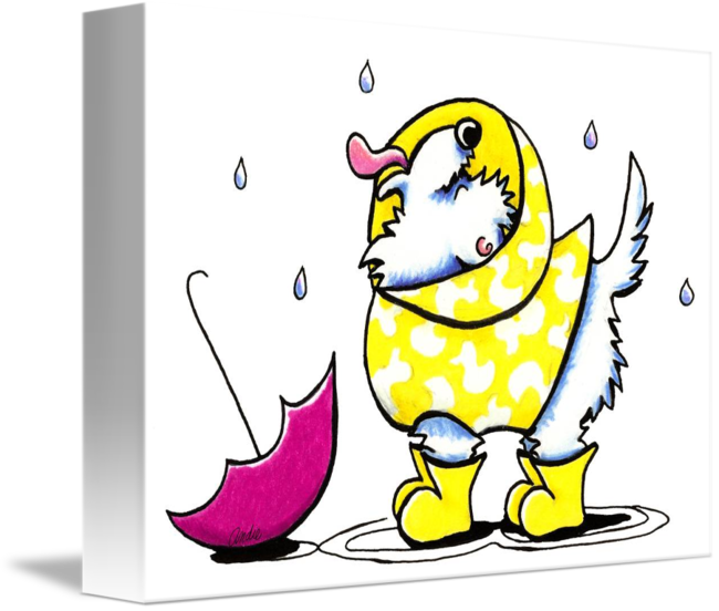 Westie Fun With Raindrops - Sticker (650x552)