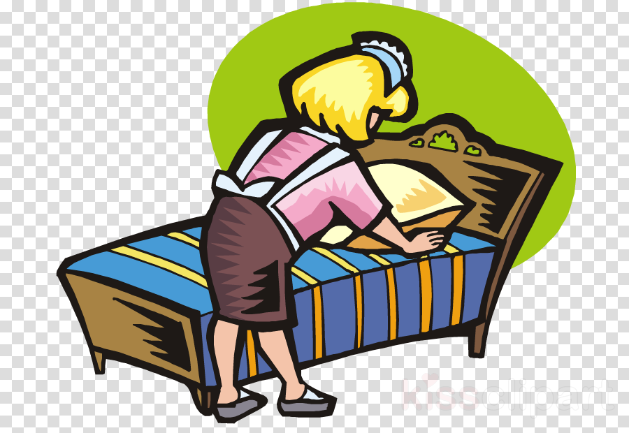 Bed Making Clipart Bed-making Clip Art - Make The Bed Cartoon Png (900x620)