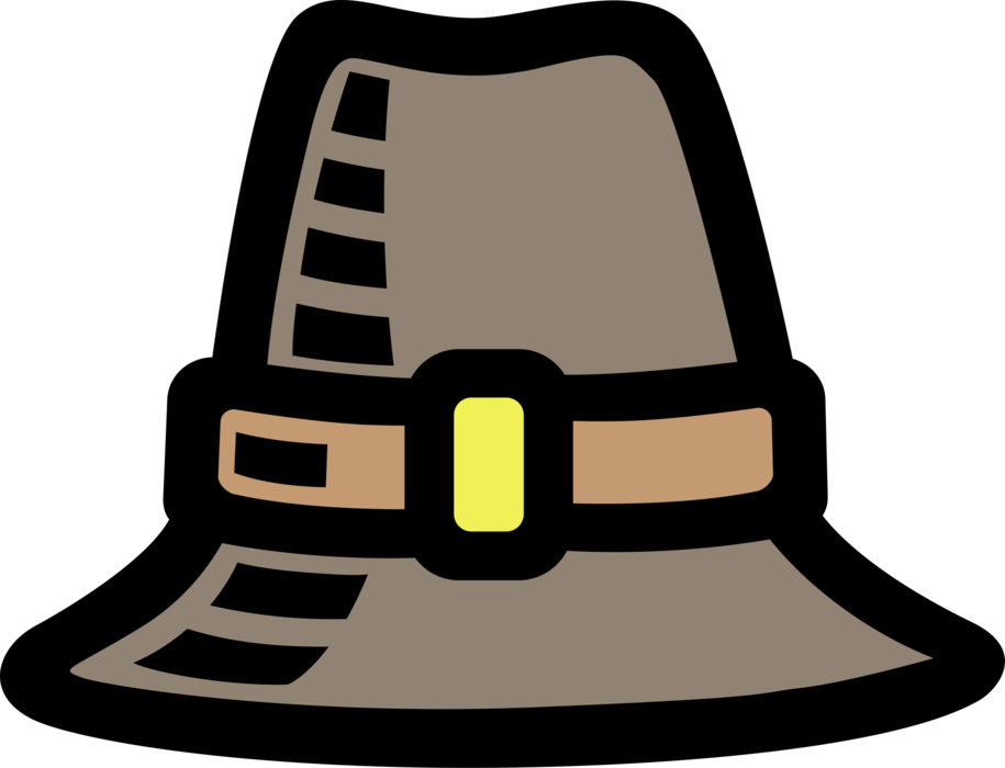 Vector Illustration Of Mayflower Pilgrim Pioneer Hat - Pioneer Hat Transparent (915x700)