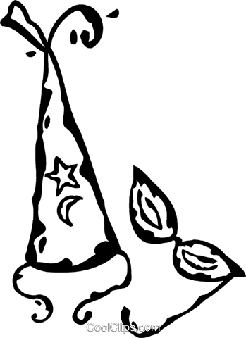 Mask And Party Hat Royalty Free Vector Clip Art Illustration - Mask And Party Hat Royalty Free Vector Clip Art Illustration (349x480)