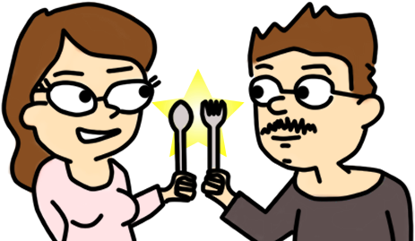 We're Christine And Charlie And We Eat Stuff - Cartoon (551x293)