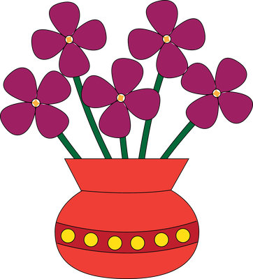 Flower Bowl Free Clip Art - Flowers In A Vase Clipart (362x400)