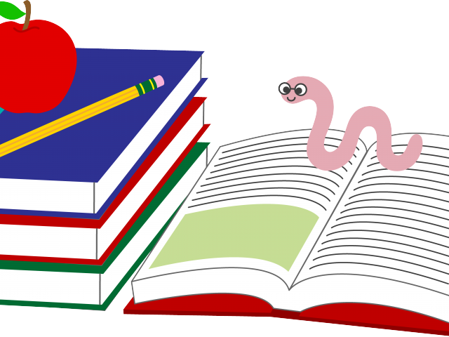 Worms Clipart Transparent Background - School Books Clipart Png (640x480)
