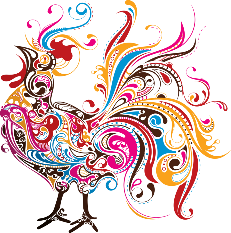 Rooster Chicken Silhouette Drawing Business Cards Free - Abstract Rooster Art (742x750)