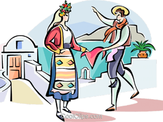 Greece Clipart Greek Dancing - Traditional Greek Dancers Vector (640x480)